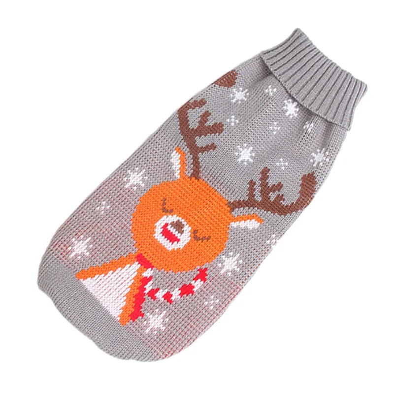 Autumn Winter Elk Print Knit Sweater for Medium & Large Dogs