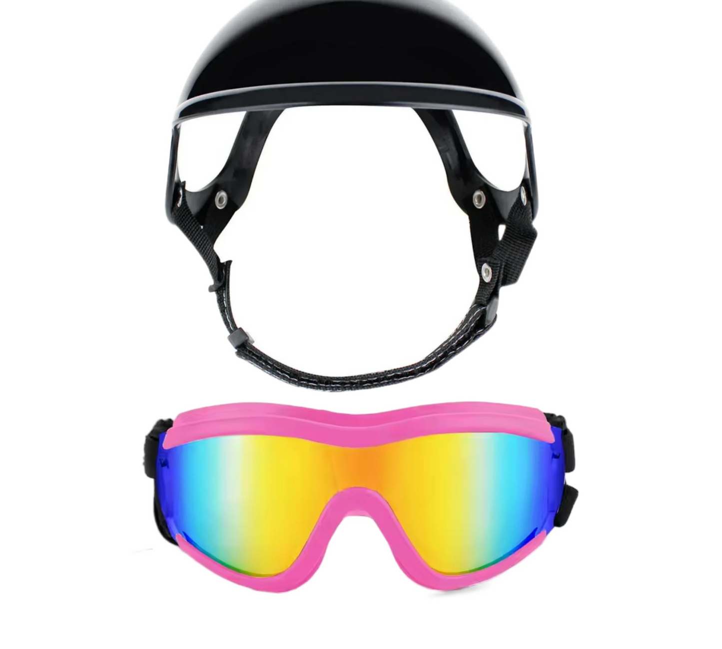 Ensemble lunettes et casque pour chien - Lunettes de soleil de protection UV pour grands chiens