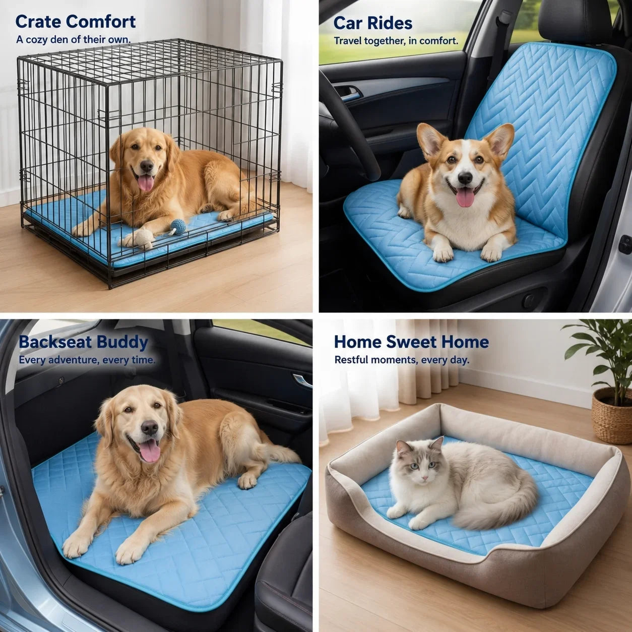 Breathable Cooling Mat for Dogs & Cats — Washable Summer Ice Pad in 4 Sizes, Single or Twin Pack