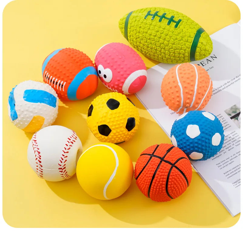 Squeaky Latex Dog Ball – Sports Style Chew Toy
