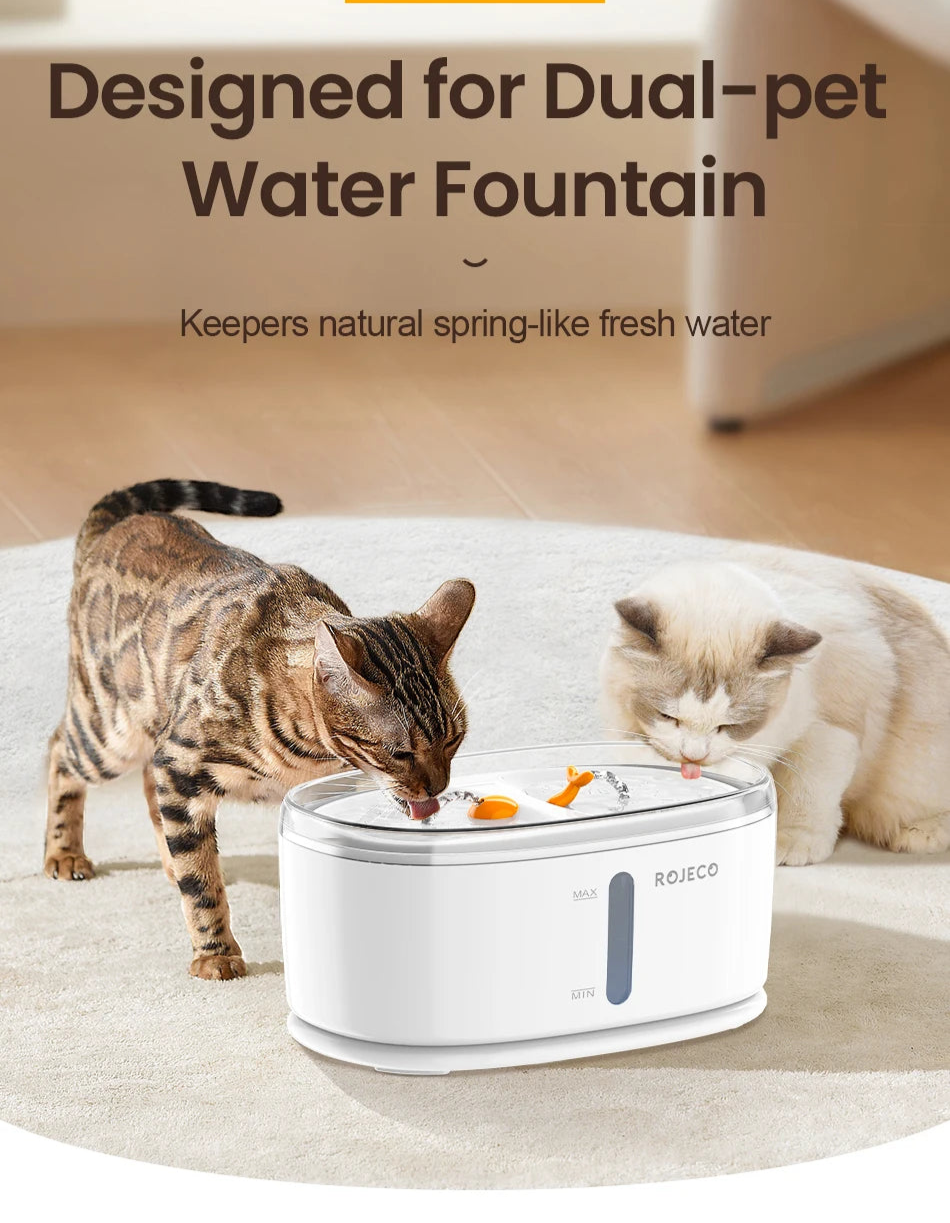 Dual Bowl Automatic Pet Water Fountain for Multiple Cats and Dogs