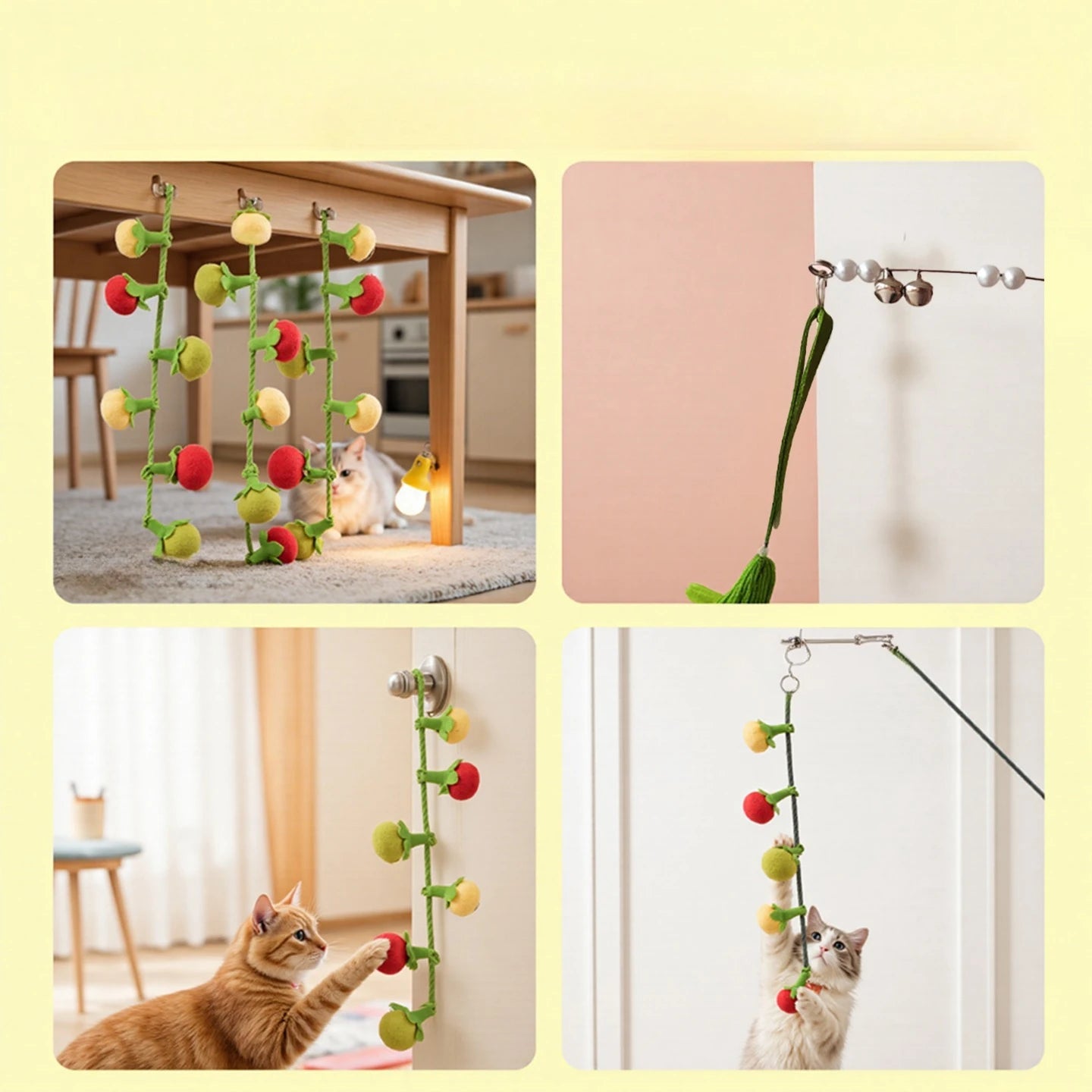 Jouet pour chat baguette Tomate & Kaki avec grelot