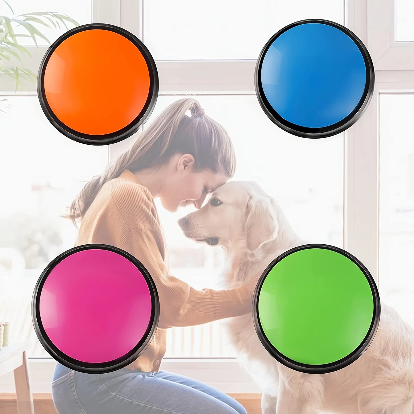 Boutons de communication pour animaux de compagnie - 4 buzzers enregistreurs vocaux pour chiens