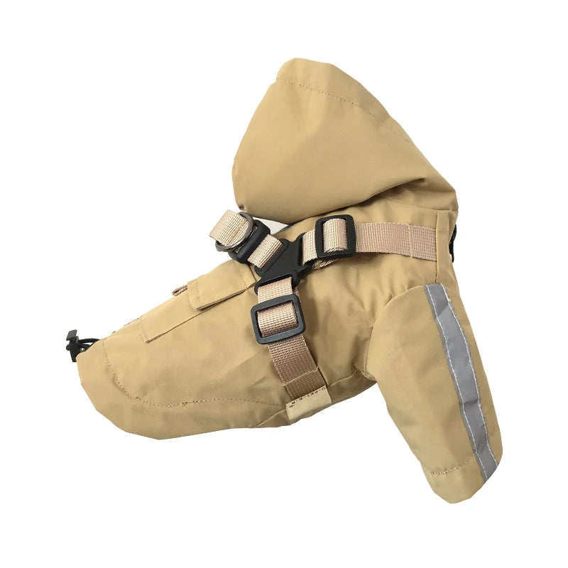 Reflective Waterproof Dog Raincoat with Built-In Harness