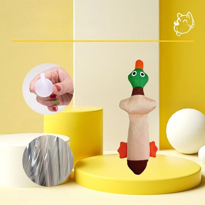 Jouet en peluche long canard à mâcher et nettoyer les dents pour chiens