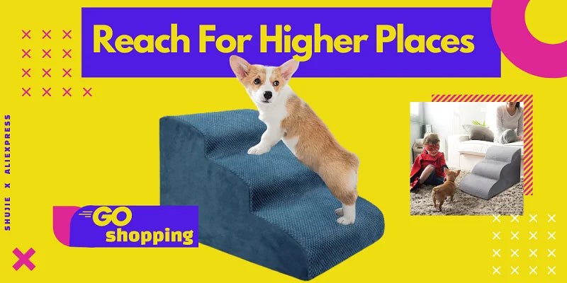 Anti-Slip Pet Stairs with Removable Washable Cover – 2 or 3 Step Ramp for Dogs & Cats
