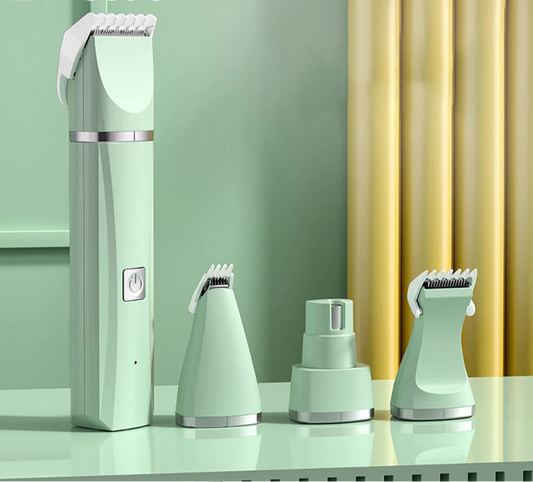 Professional 4-in-1 Pet Grooming Kit - Cordless Hair Clipper and Nail Trimmer Set