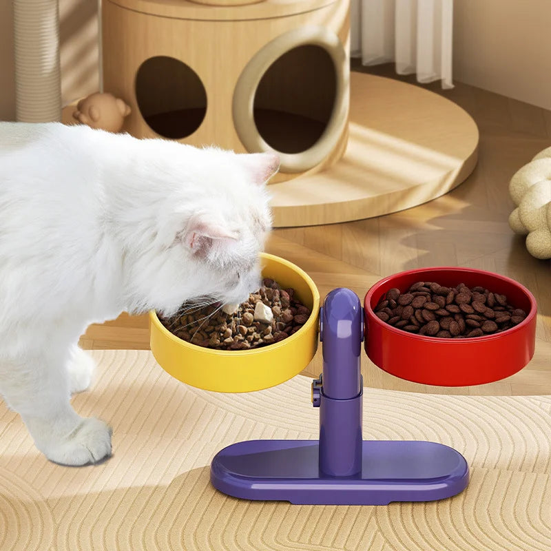 Height-Adjustable Anti-Tip Pet Bowl – For Cats & Dogs
