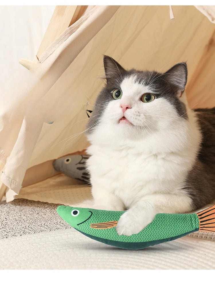 Interactive Plush Fish Cat Toy