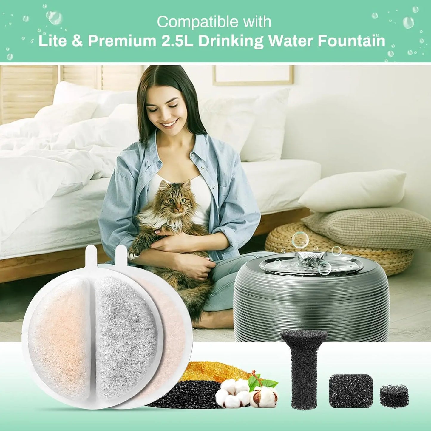 Cat Water Fountain Replacement Filters - 2.5L