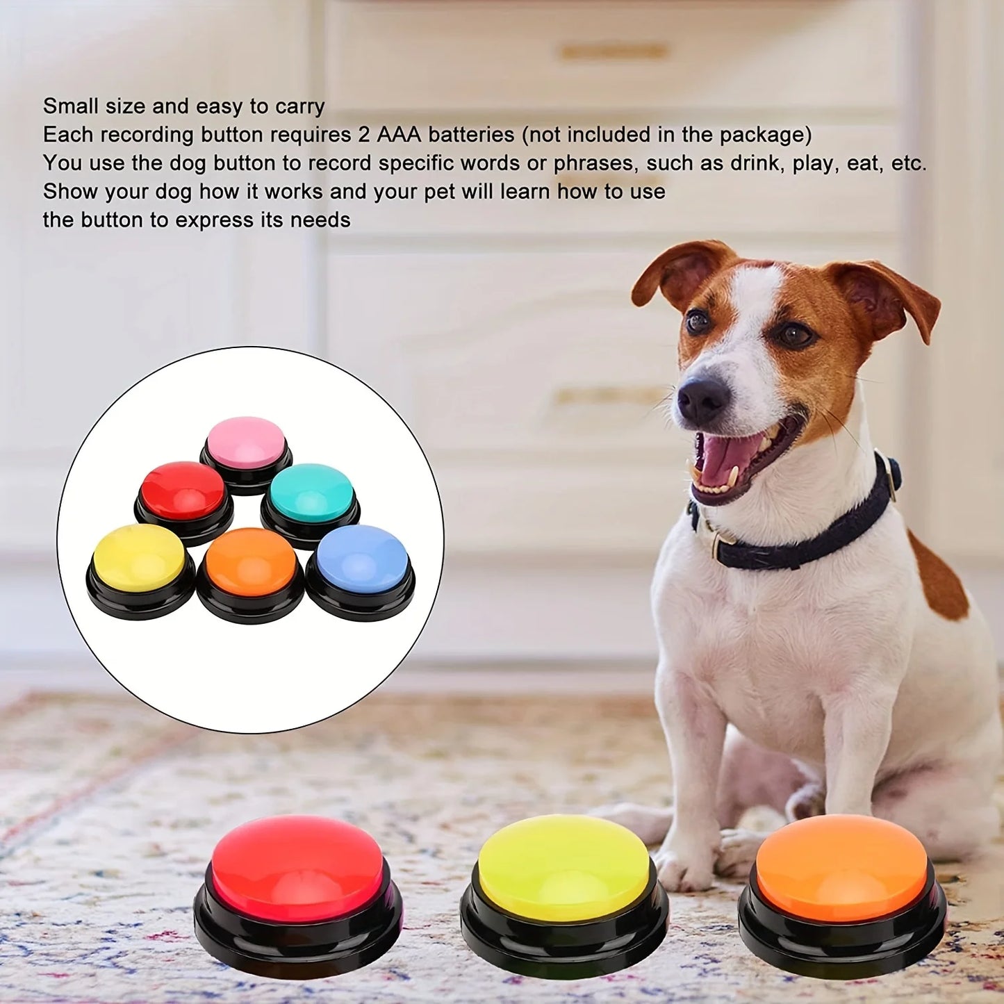 Boutons de communication pour animaux de compagnie - 4 buzzers enregistreurs vocaux pour chiens