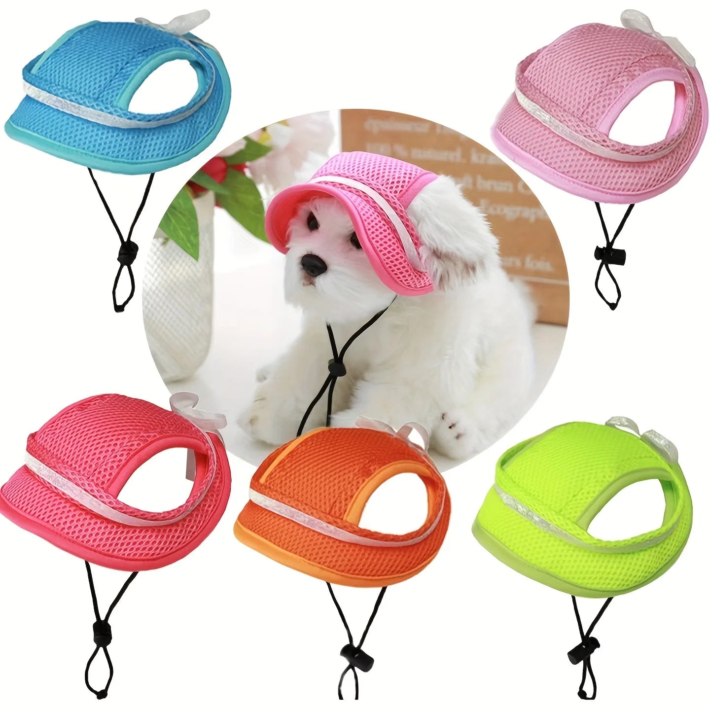 Chapeau de protection solaire pour animaux de compagnie avec nœud - Chapeau réglable et élégant pour chiens et chats