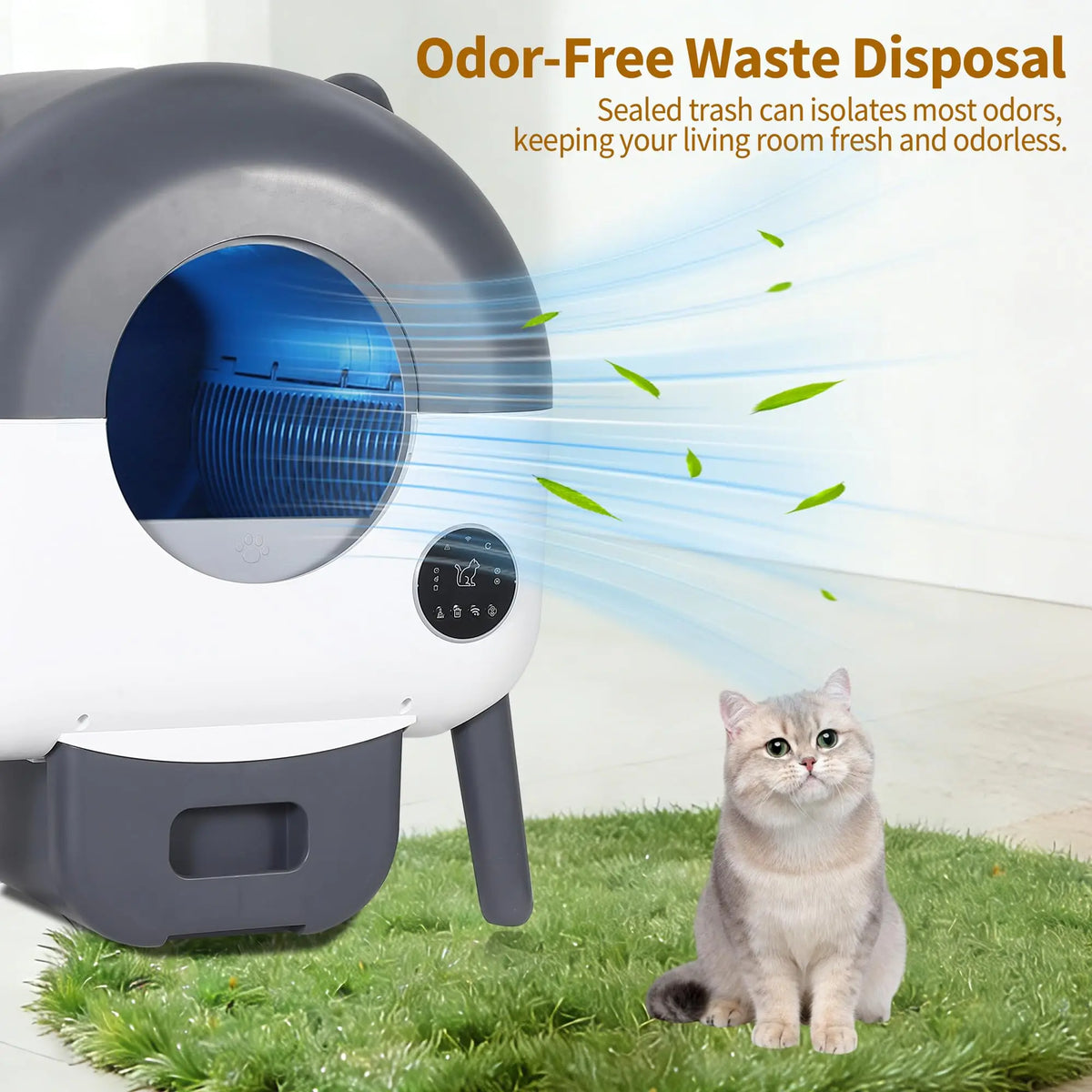 76L Self-Cleaning Cat Litter Box | 15-Day Waste Bin | ≤35dB Quiet | LED Night Light | App Control