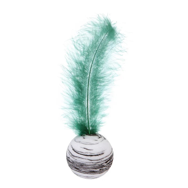 Balle en mousse avec plumes pour chat
