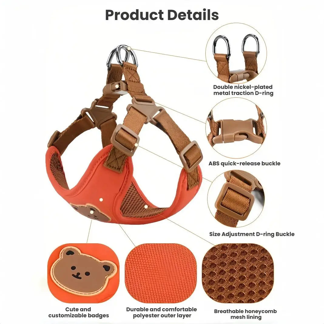 Breathable Vest Harness & Lead Set for Small Dogs & Cats