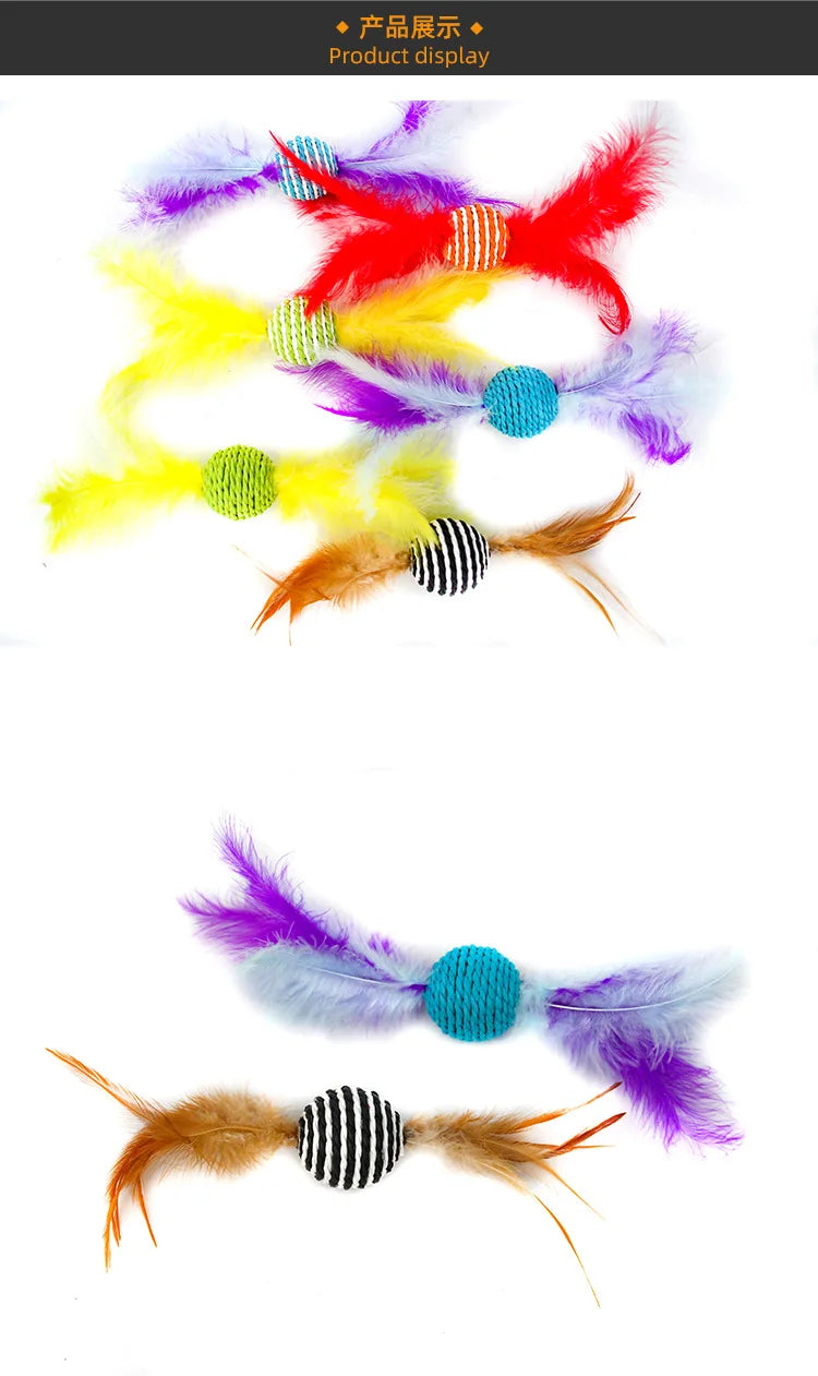 Star Texture Feather Ball - Interactive Throwing Toy for Cats and Dogs