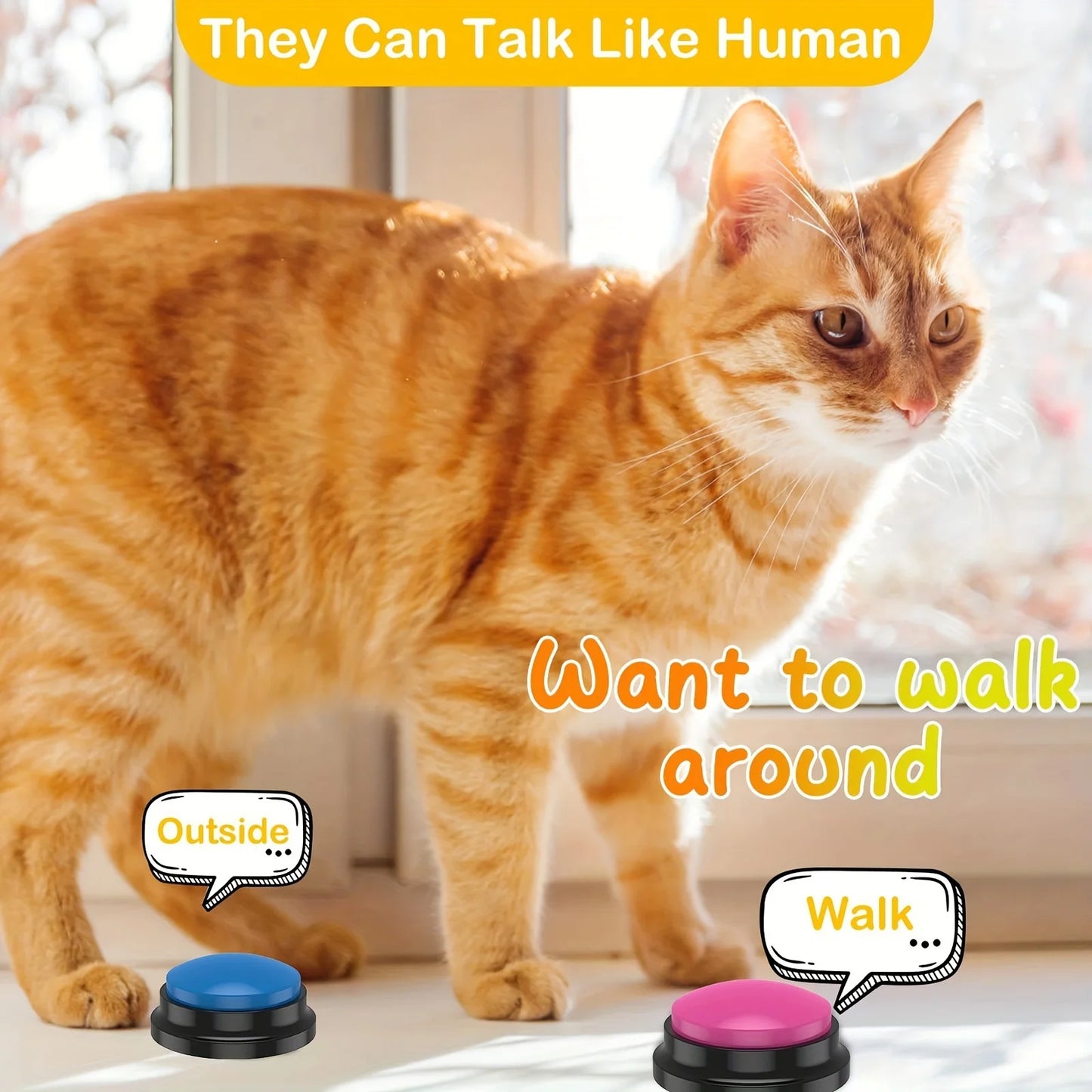 Bouton de communication pour animaux de compagnie - Buzzer vocal enregistrable pour l'entraînement des chiens et des chats