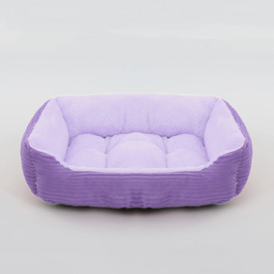 Square Plush Calming Dog & Cat Bed – Waterproof Oxford Sofa Cushion for Small & Medium Pets