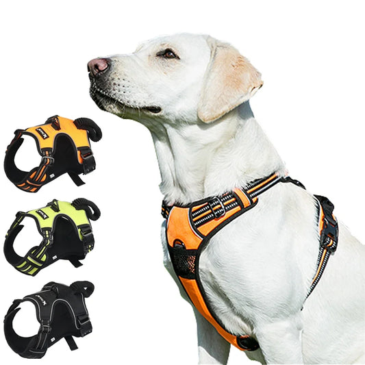 No-Pull Reflective Nylon Dog Harness for Strong Pullers