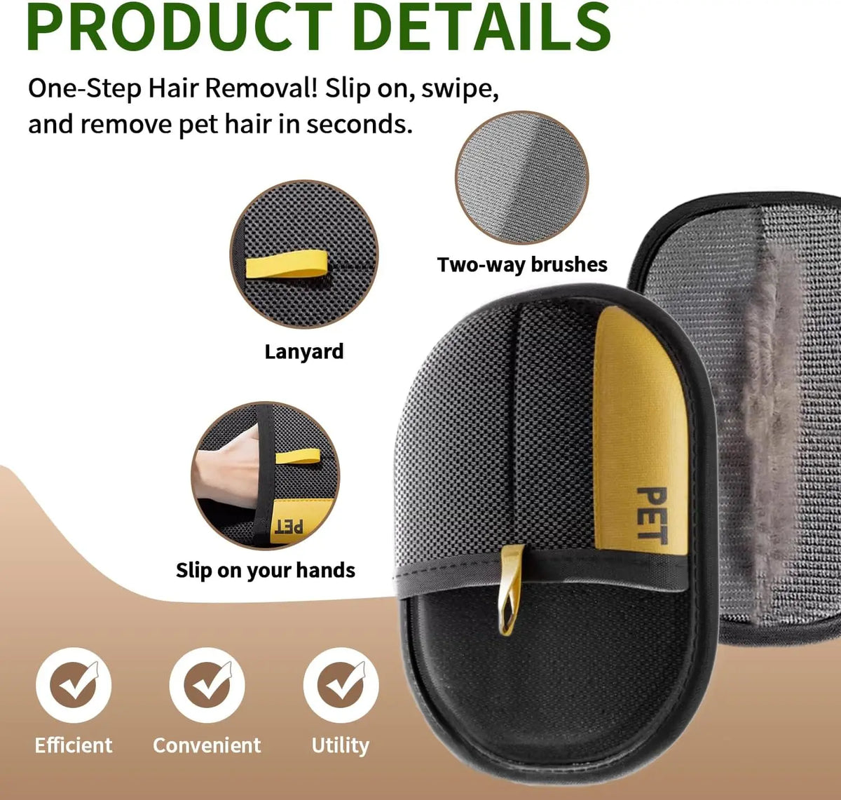 Pet Hair Removal Glove for Sofas & Carpets