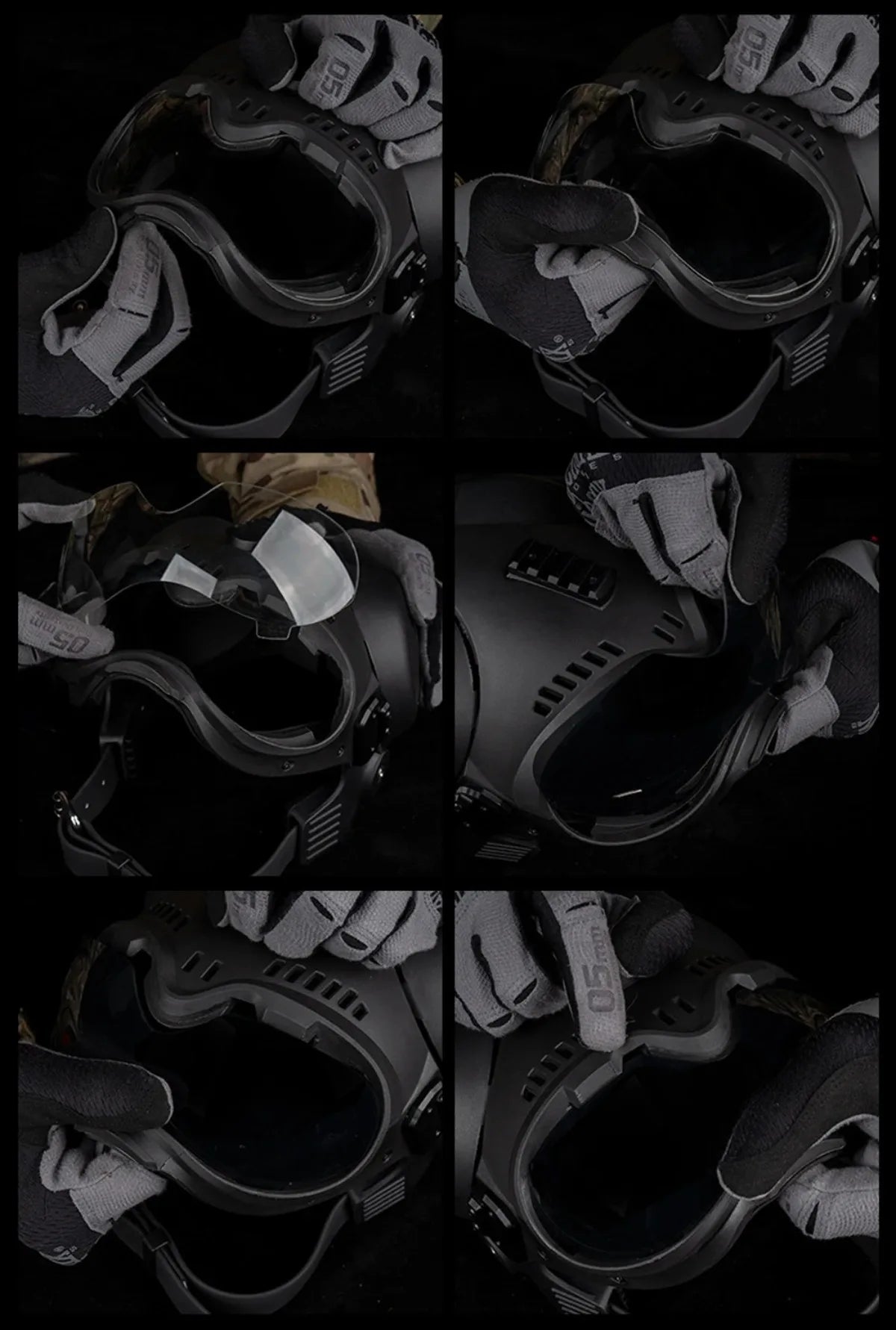 K9 Tactical Dog Helmet with Dual Goggles for Medium & Large Working Dogs