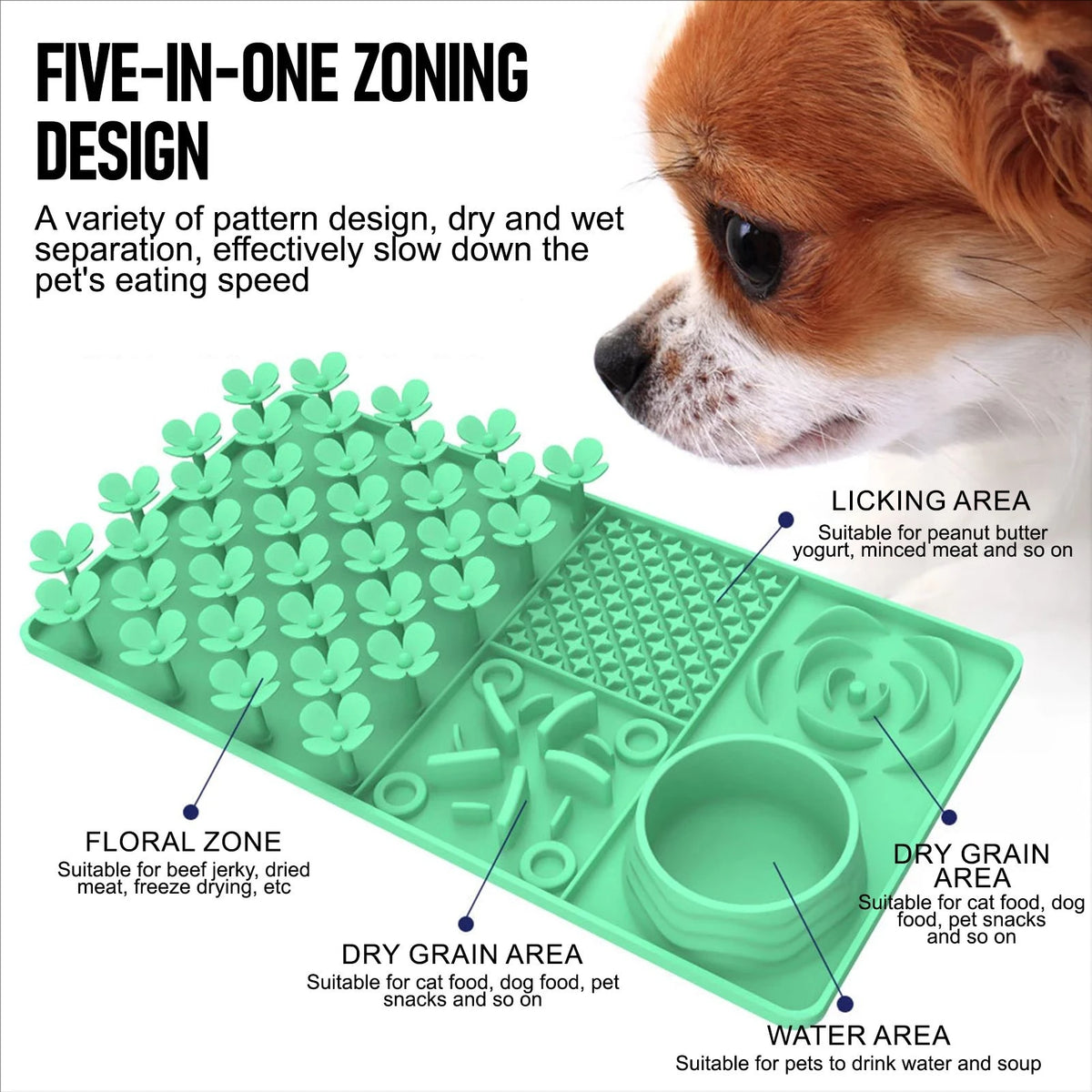 Silicone Lick Mat with Suction Cup for Dogs — Slow Feeder & Bath Distraction