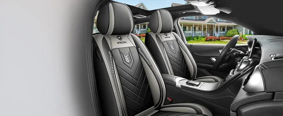 Full Leather Car Seat Cover — All-Season Universal Fit for Driver & Passenger