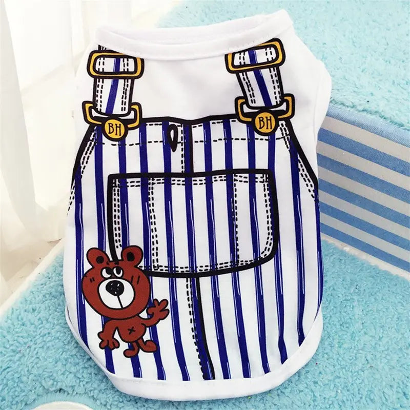 Casual Striped Vest T-Shirt for Small Dogs & Puppies – Soft Summer Dog Clothes
