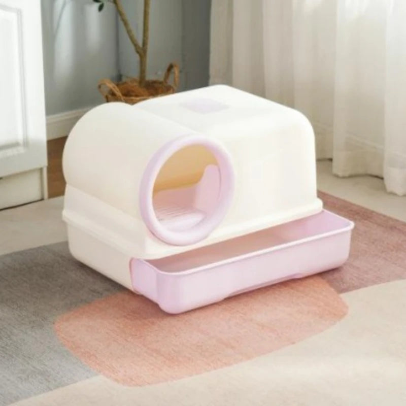 Extra Large Enclosed Self-Cleaning Cat Litter Box — Anti-Splash Foldable Drawer & Odour Control