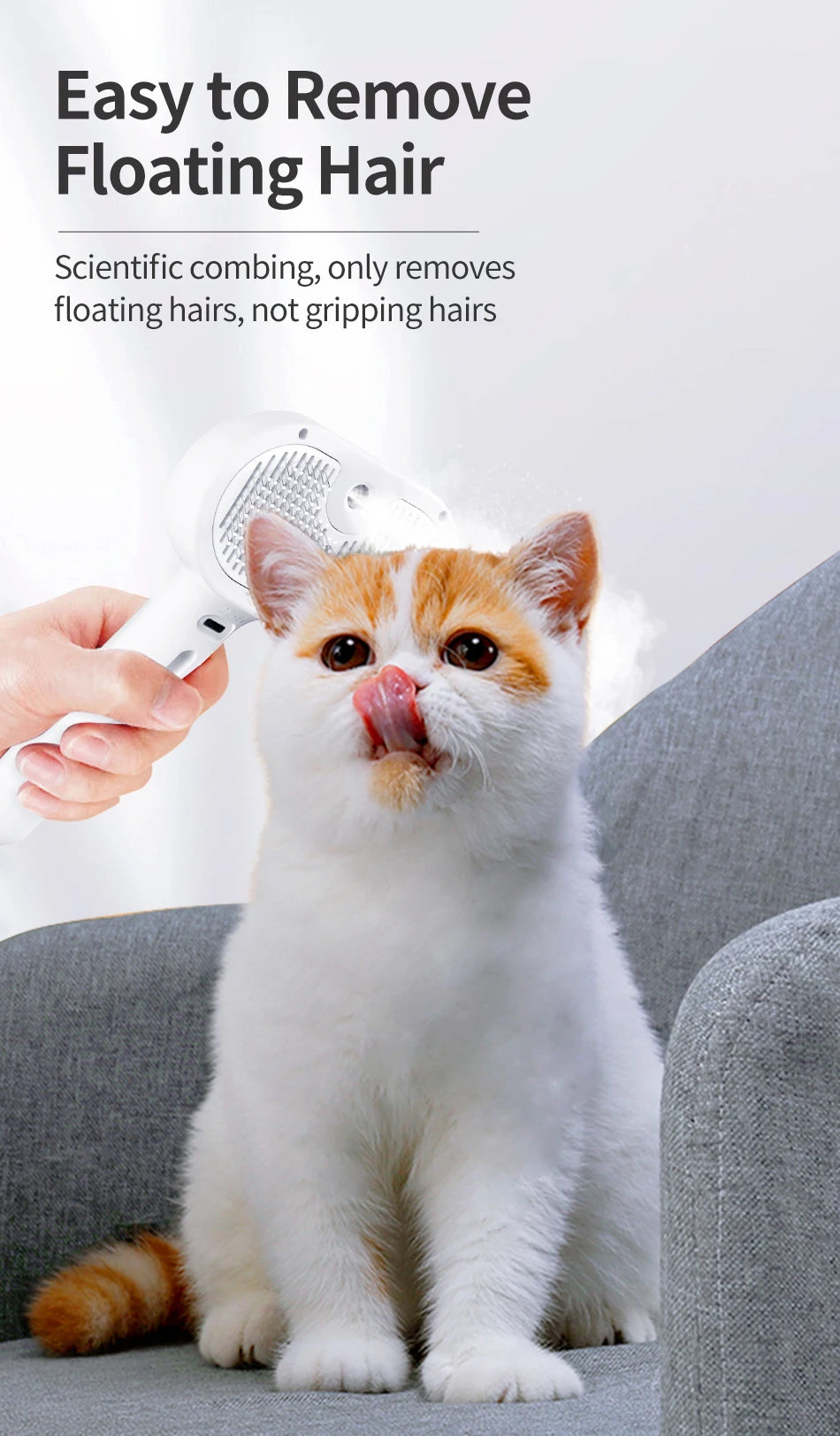 Brosse à vapeur pour poils d'animaux — Brosse de toilettage électrique pour chats et chiens