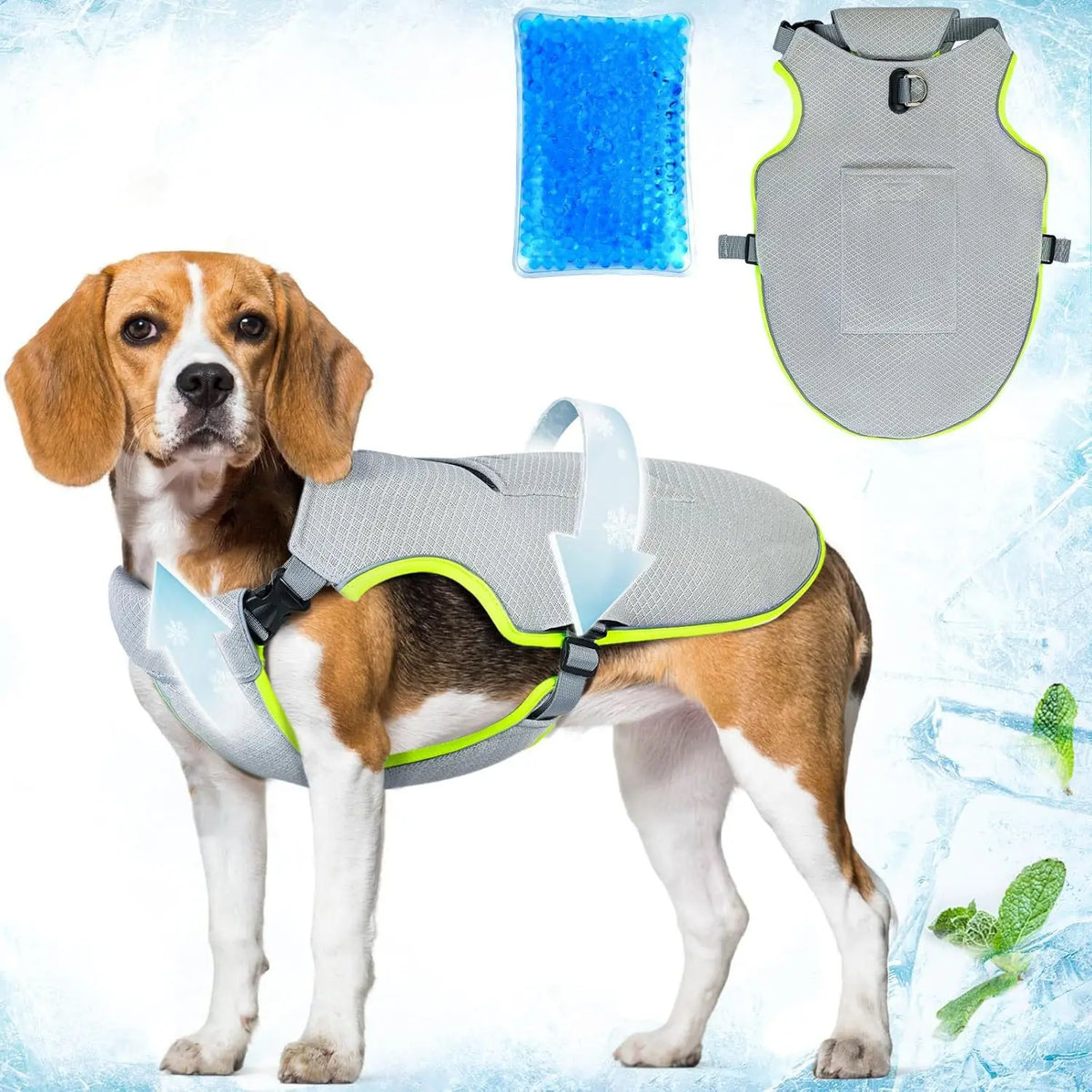 Breathable Mesh Dog Cooling Jacket with Ice Pack & Sun Protection — All Sizes