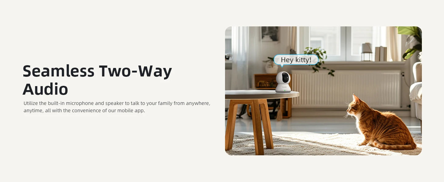 2K Indoor 360° Pet & Home Security Camera with Night Vision & Two-Way Talk