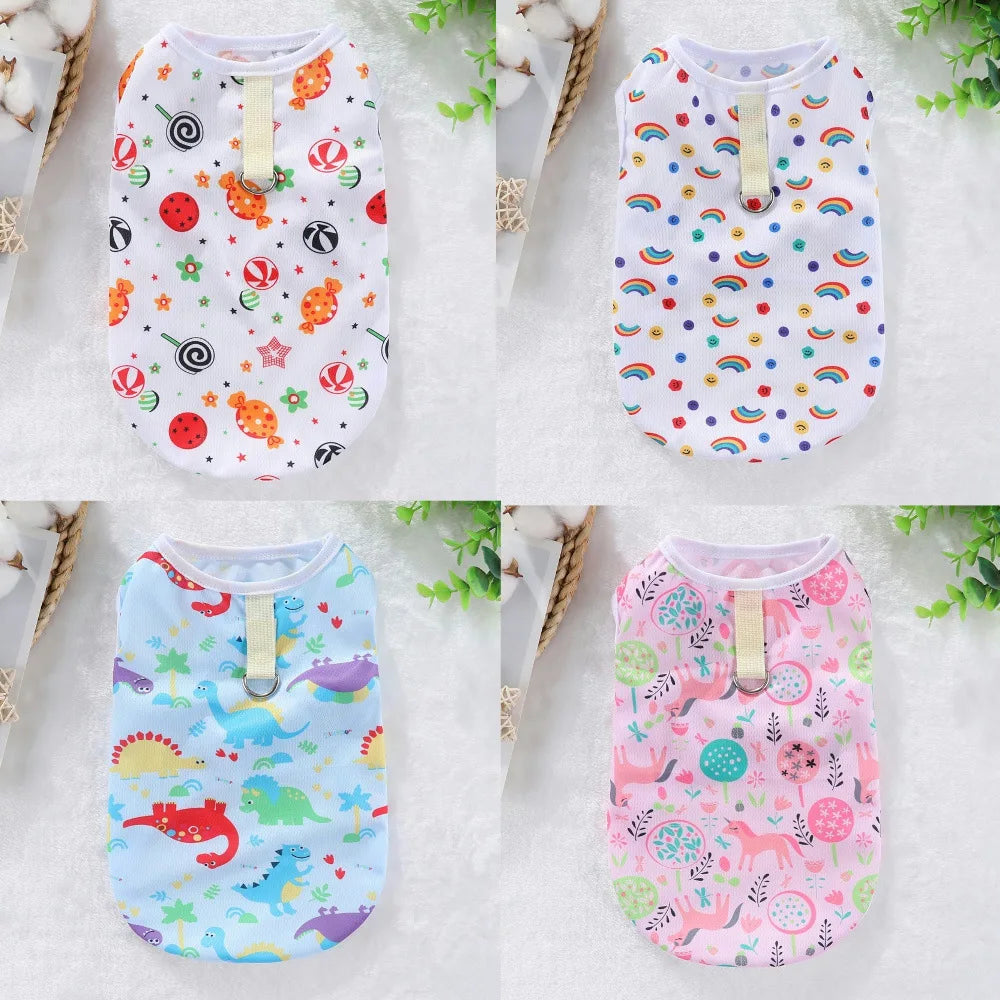 Gilet rafraîchissant d'été pour chiens - Chemise douce pour animaux de compagnie au design de dessin animé