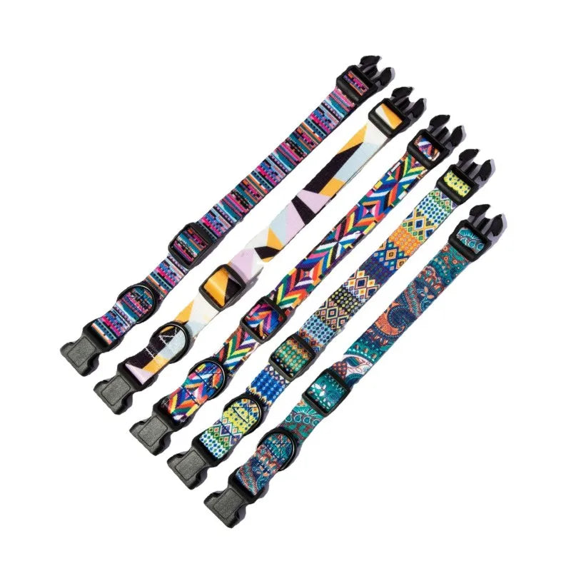 Bohemian Style Dog Collar & Leash Set – Adjustable for Small, Medium & Large Dogs