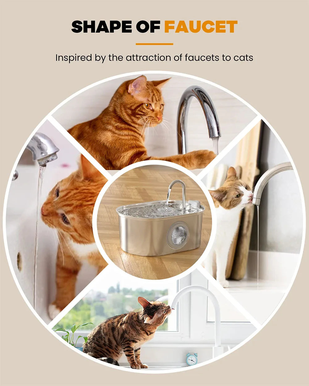 Stainless Steel Cat Automatic Drinking Fountain Dog Drinking Fountain Ultra-Quiet Pet Fountain With Window Cat Water Feeder