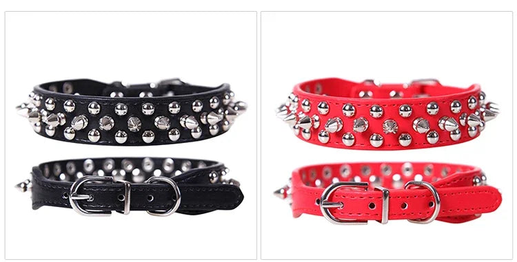 PU Leather Punk Rivet Spiked Collar for Small Dogs & Cats