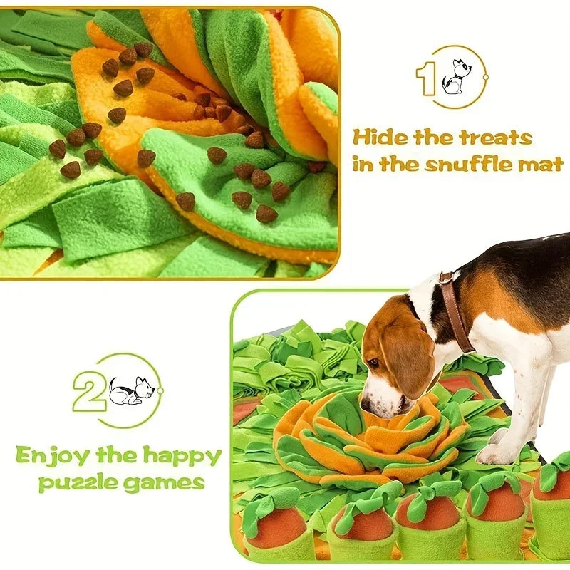 Nosework Dog Snuffle Mat with Squeaker, Carrots & Ringing Paper