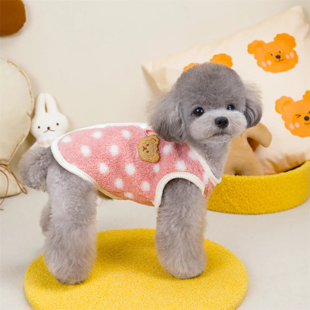Fleece Dot Print Jacket Vest for Small Dogs & Cats