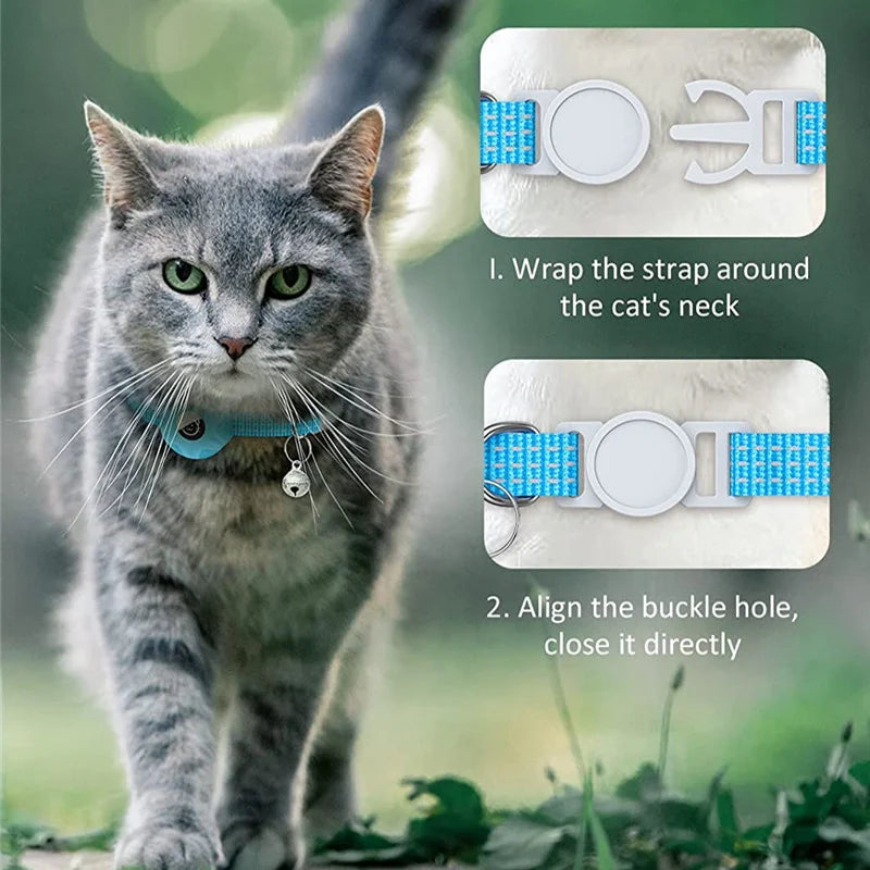 Support de collier pour animaux de compagnie avec design réfléchissant - Étui AirTag en silicone avec clochette