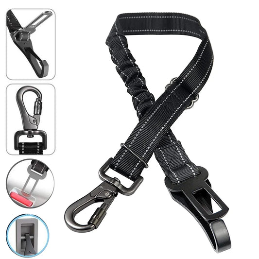 Adjustable Reflective Dog Car Seat Belt Safety Leash