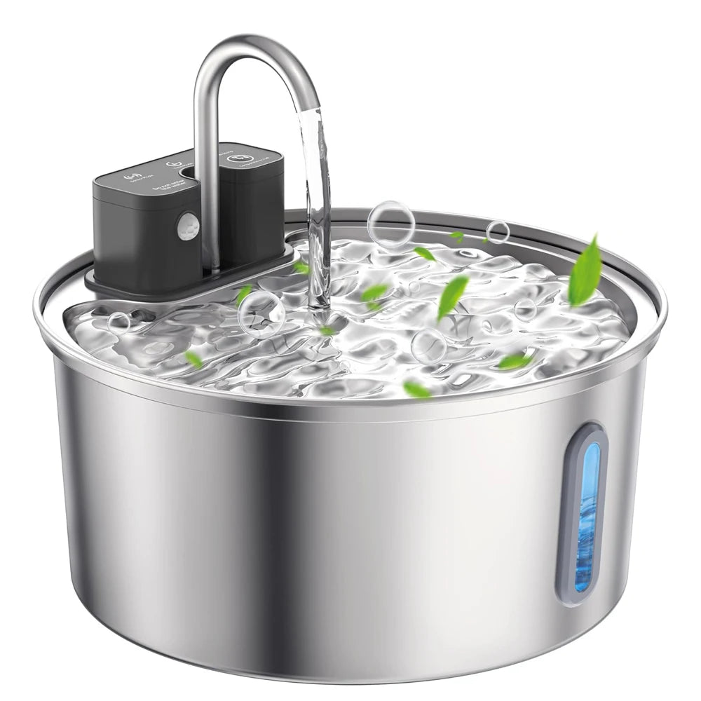 3.2L Wireless Stainless Steel Cat Water Fountain With 4000mAh Battery & Sensor Automatic Filtration Pet Water Drinker Dispenser