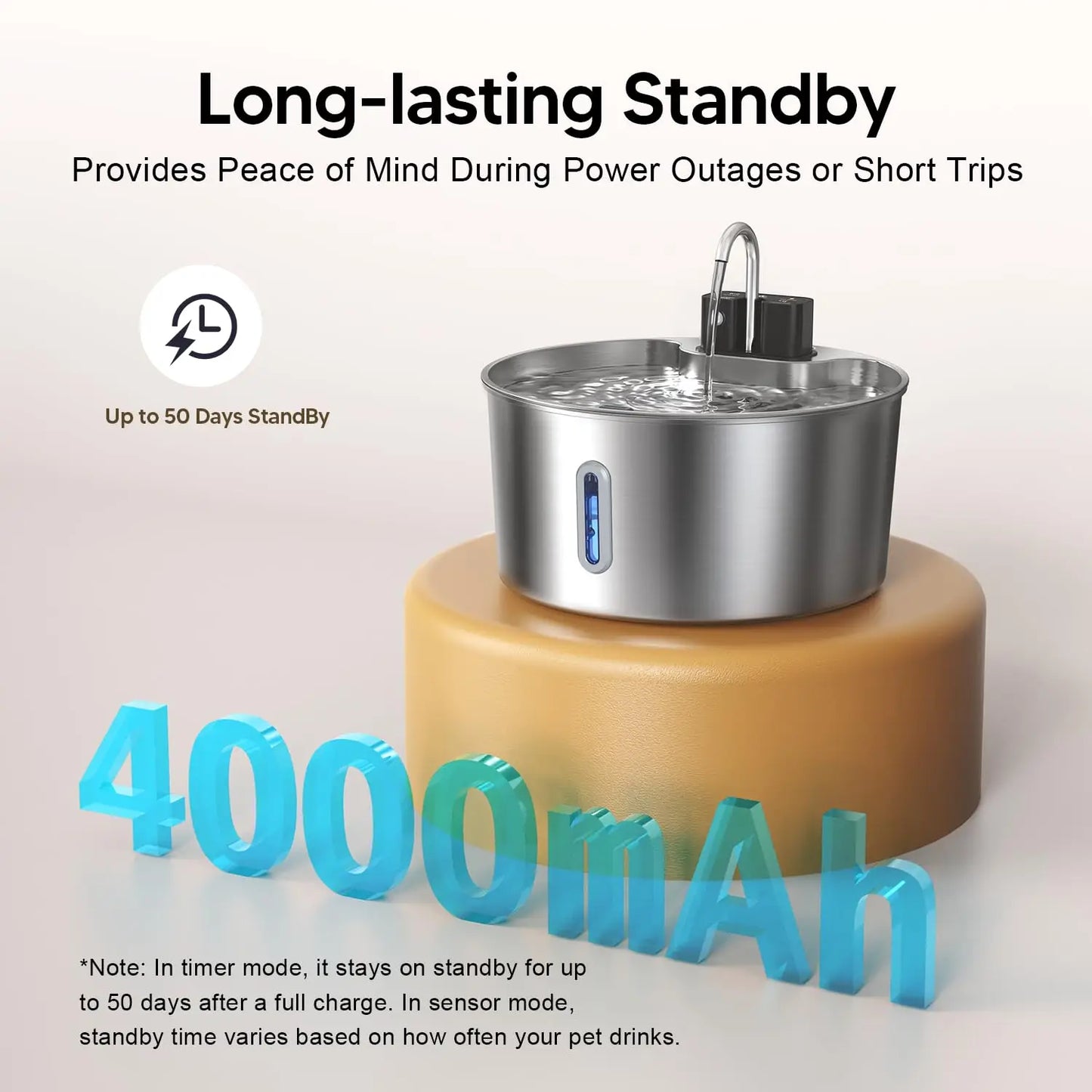 Fontaine à eau sans fil pour animaux de compagnie avec capteur - 7L Acier inoxydable