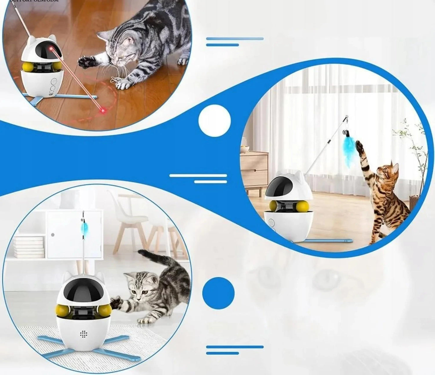 Jouet interactif intelligent pour chats - Laser automatique et plumeau pour chats d'intérieur