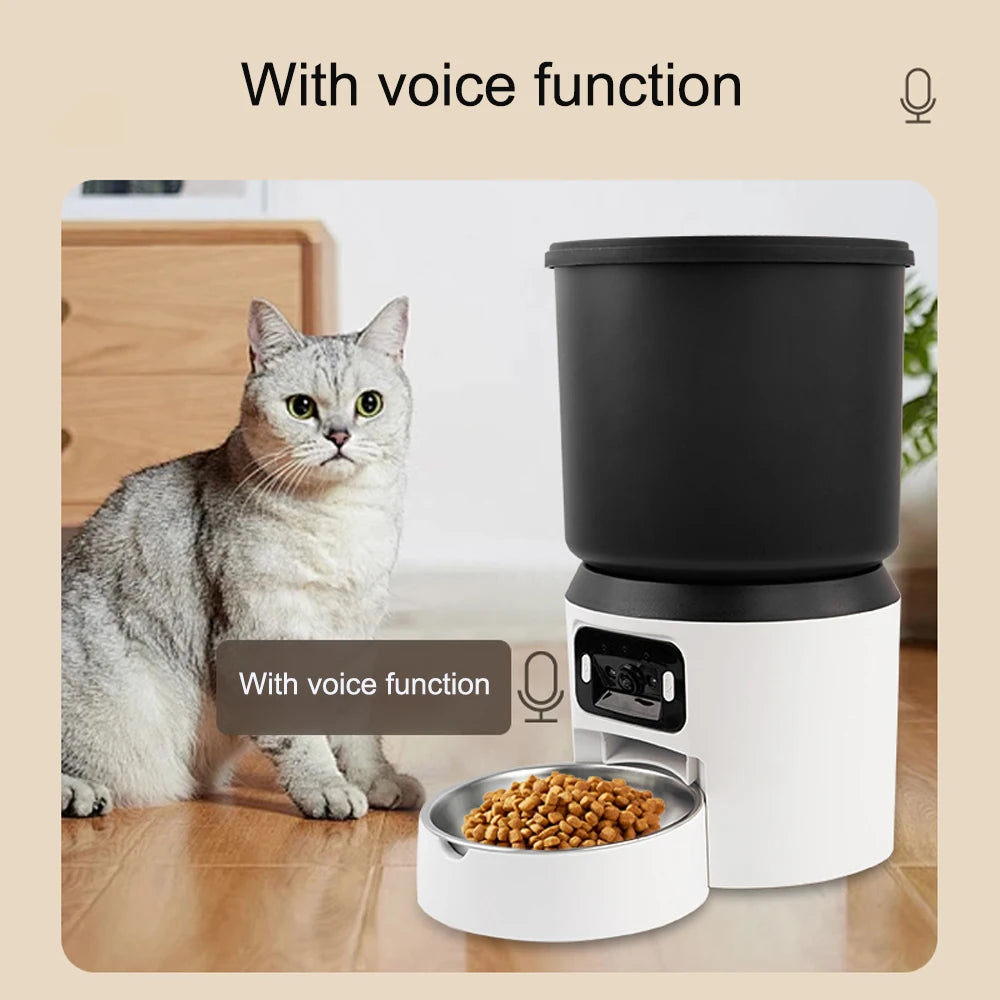 4L Smart Automatic Pet Feeder with HD Camera & Two-Way Audio