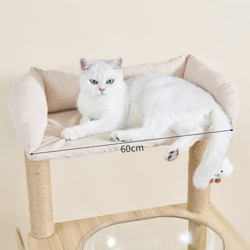 Wooden Cat Tree with Capsule House