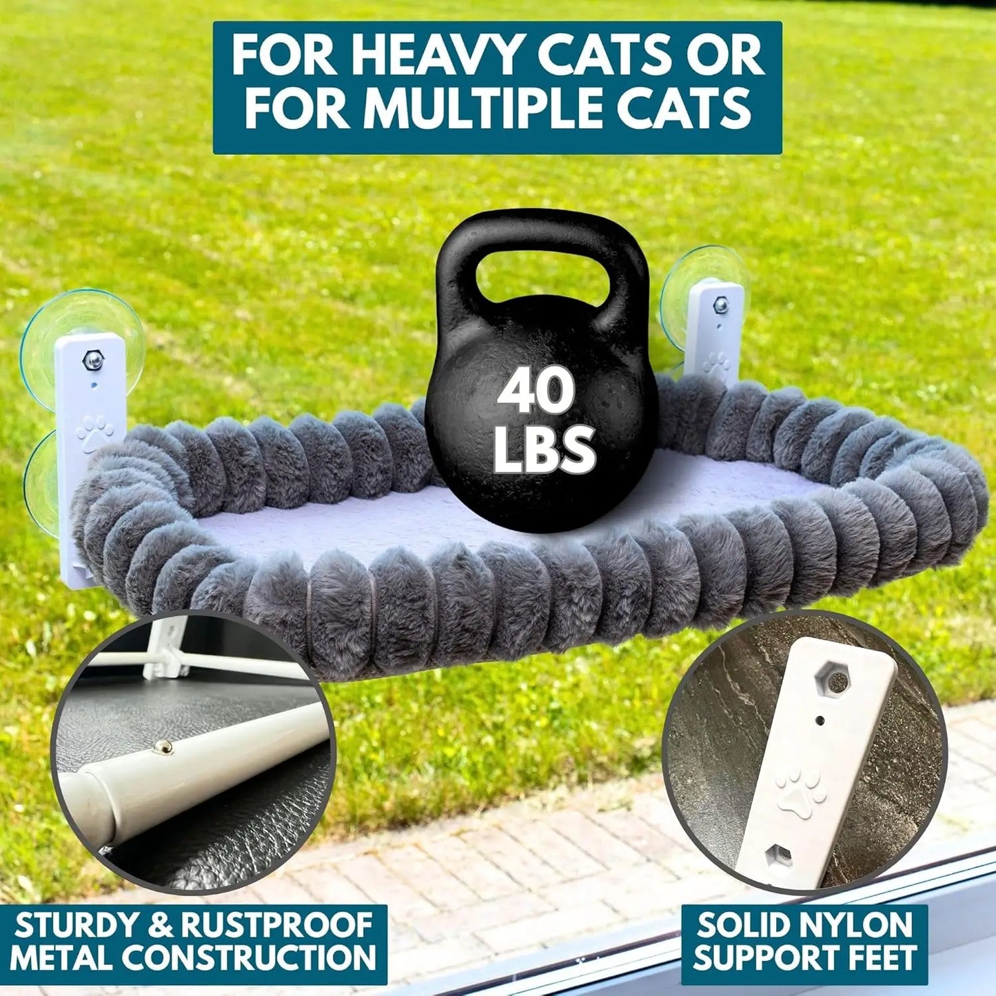 Perchoir de fenêtre pliable et hamac pour chat avec ventouses
