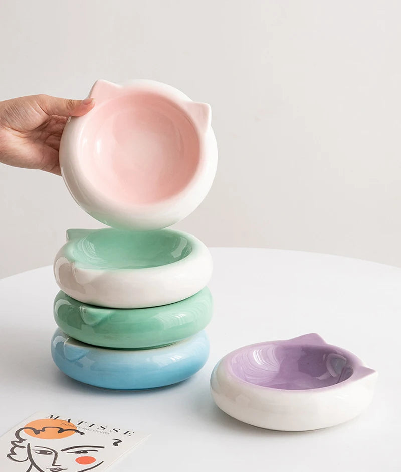 Cat Ear Ceramic Pet Bowl – Anti-Tip Food & Water Dish
