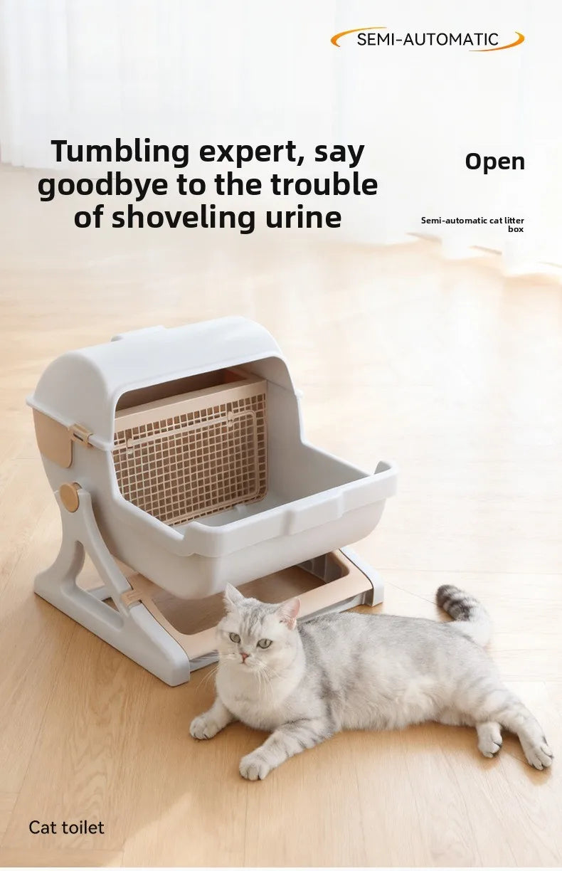 Semi-Automatic Self-Cleaning Cat Litter Box — XXL Semi-Enclosed Design, 4 Styles