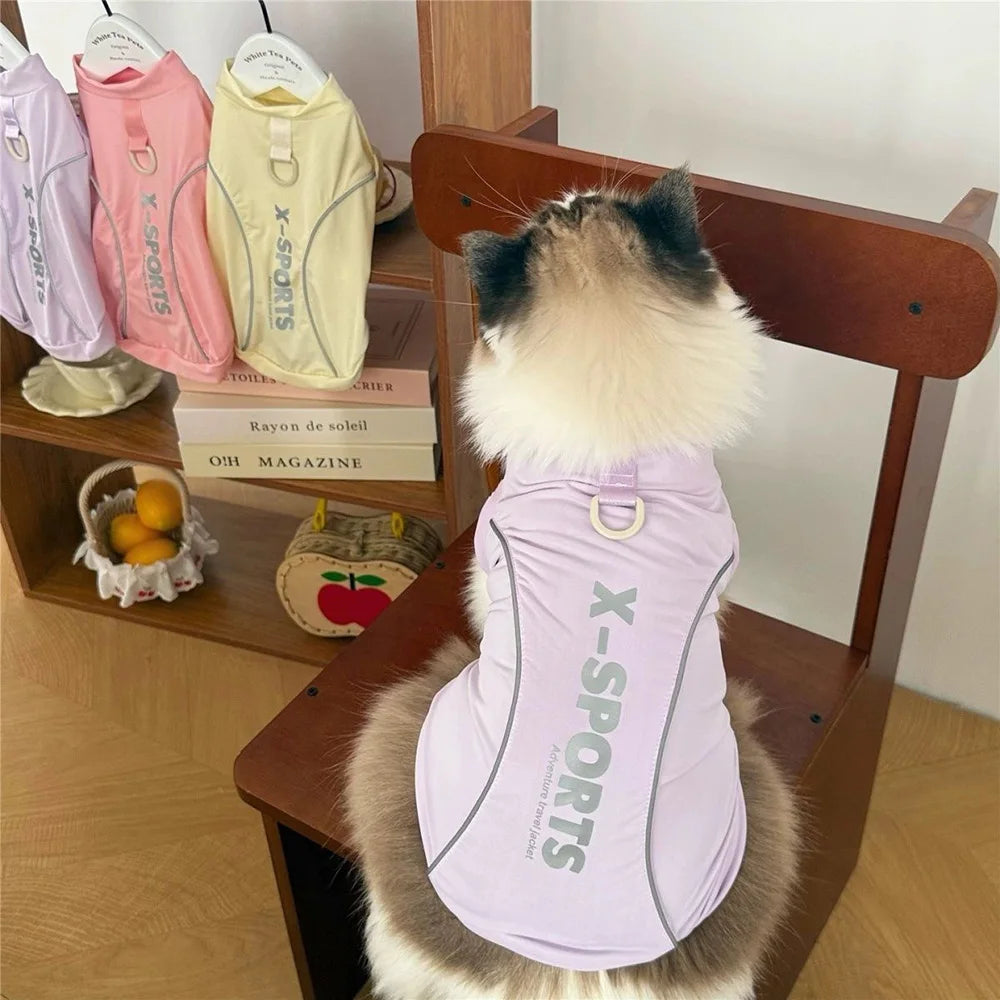 Reflective Sports Pet T-Shirt with Traction Ring
