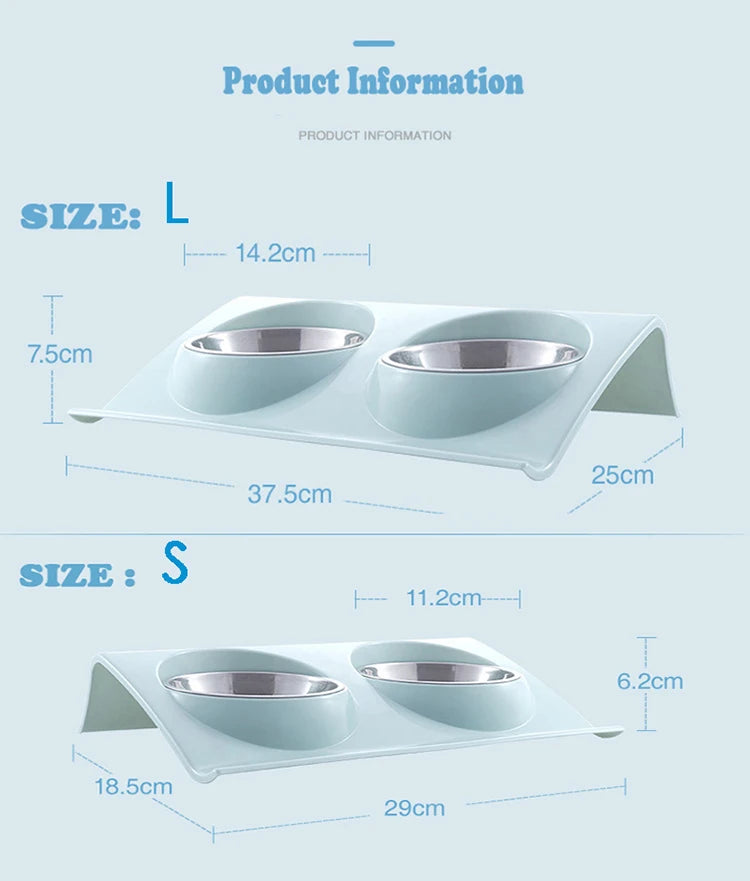 Stainless Steel Double Bowl Feeding Station for Dogs & Cats